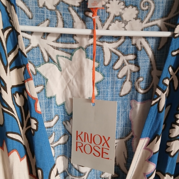 Women’s Knox Rose Blue Floral Puff Sleeve Layered Ruffle Hem Wrap Maxi Dress NWT - Picture 9 of 14